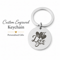 Custom Gold "I Love You" Heart Engraved Keychain