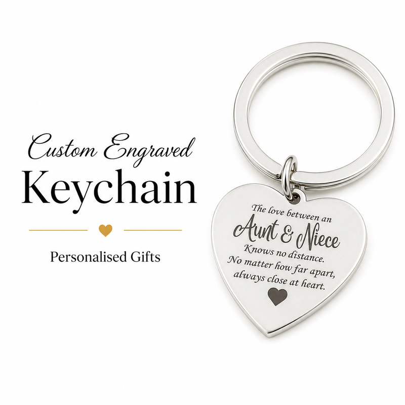Personalized Engraved Aunt Heart Keychain