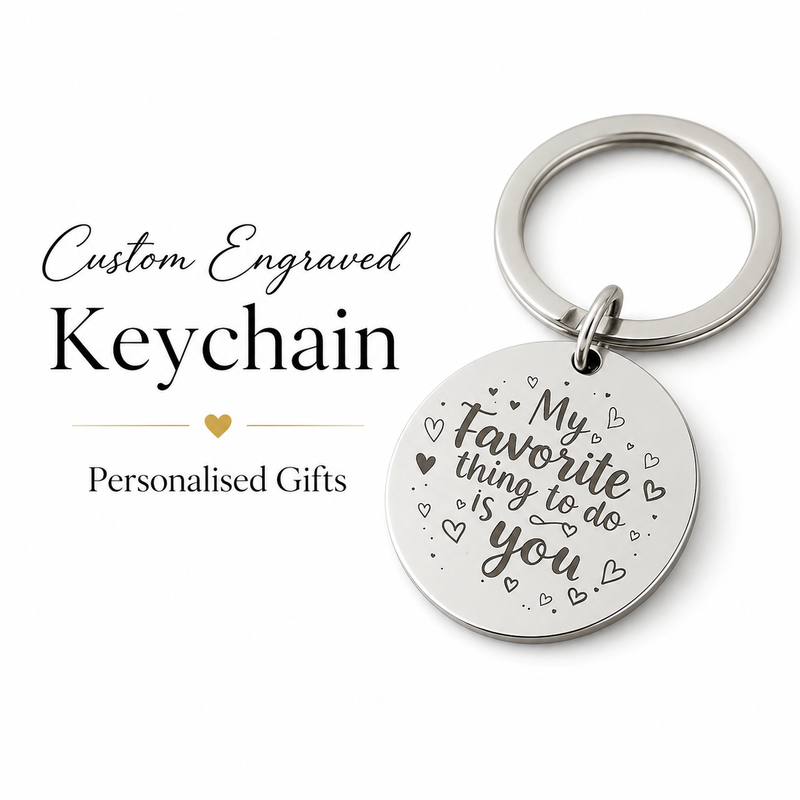 Personalized Engraved Couple Name & Date Keychain