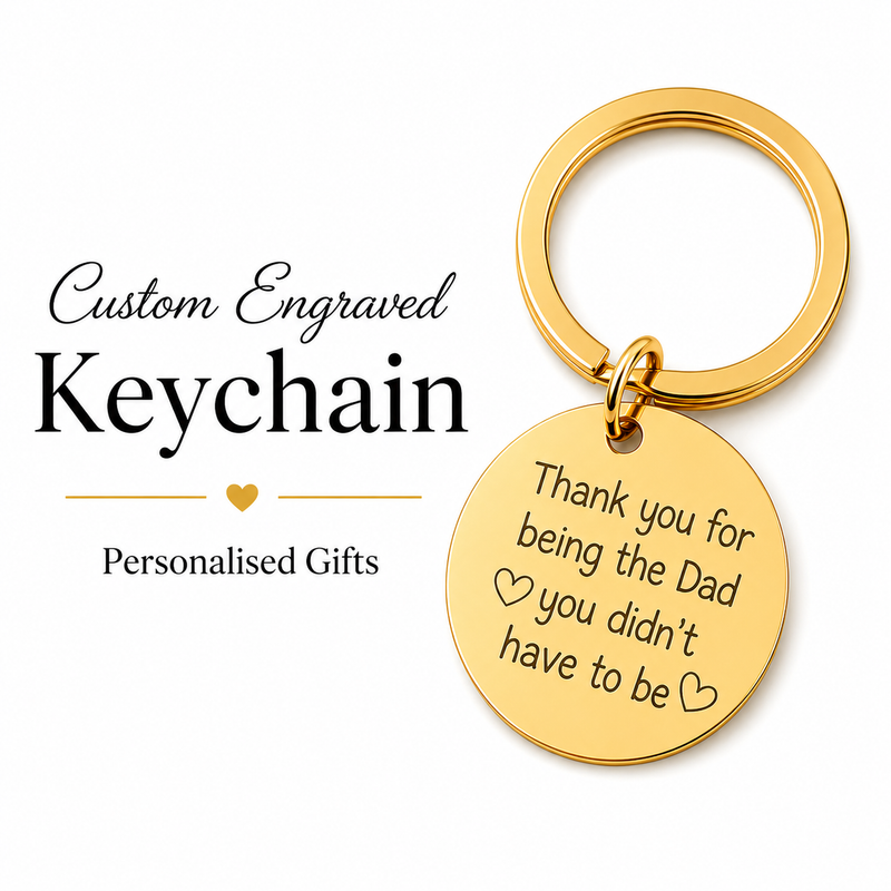 Personalized Double-Sided Engraved Dad Keychain