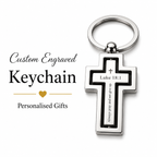 Personalised Stainless Steel Silver Cross Keychain
