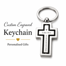 Personalised Stainless Steel Silver Cross Keychain