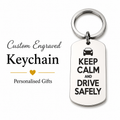 "Keep Calm and Drive Safely" Mirror Keychain