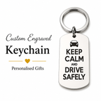 "Keep Calm and Drive Safely" Mirror Keychain