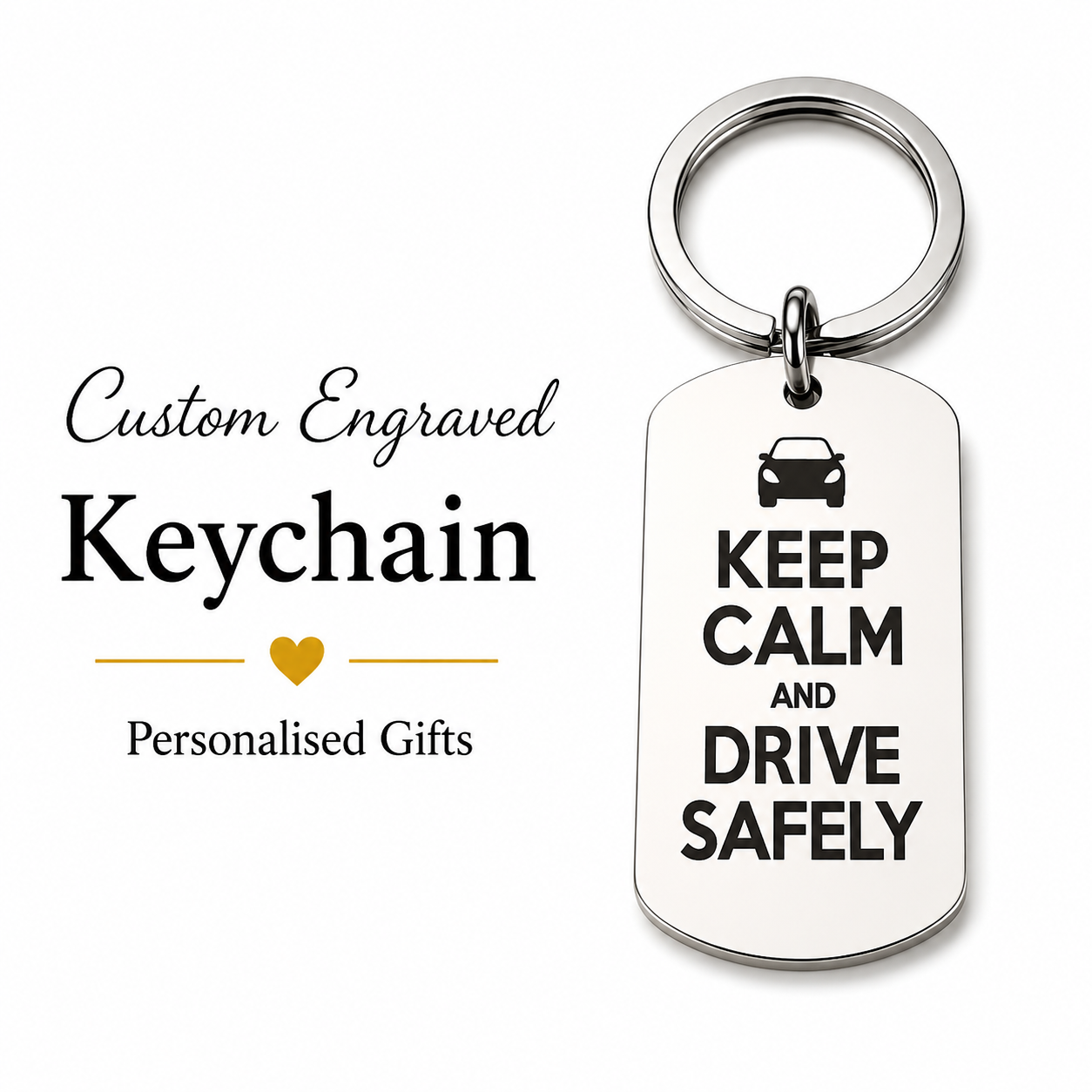 "Keep Calm and Drive Safely" Mirror Keychain