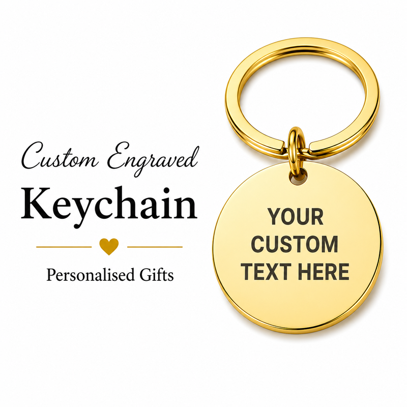 Personalized Mirror Polished Front & Back Engraved Keychain