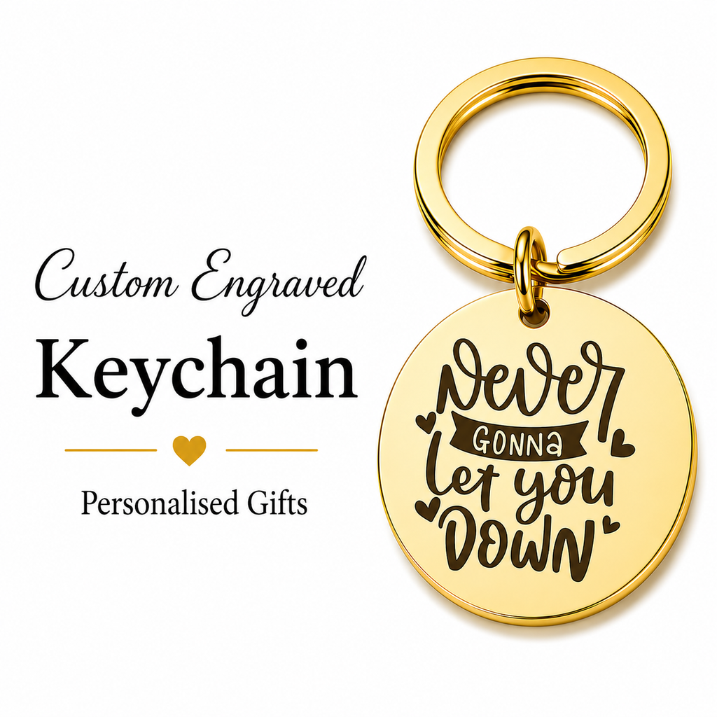 "Never Gonna Let You Down" Engraved Keychain