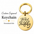 "The Best Hubby" Round Keyring, Silver Engraved