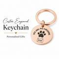 "Paw Print" Stainless Steel Keyring, Cute Custom Engraved Charm