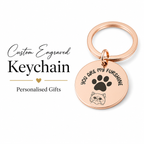 "Paw Print" Stainless Steel Keyring, Cute Custom Engraved Charm