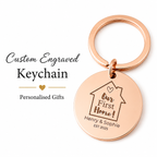 First Home Keychain, Stainless Steel Couple Gift