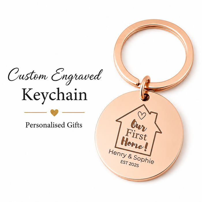 First Home Keychain, Stainless Steel Couple Gift