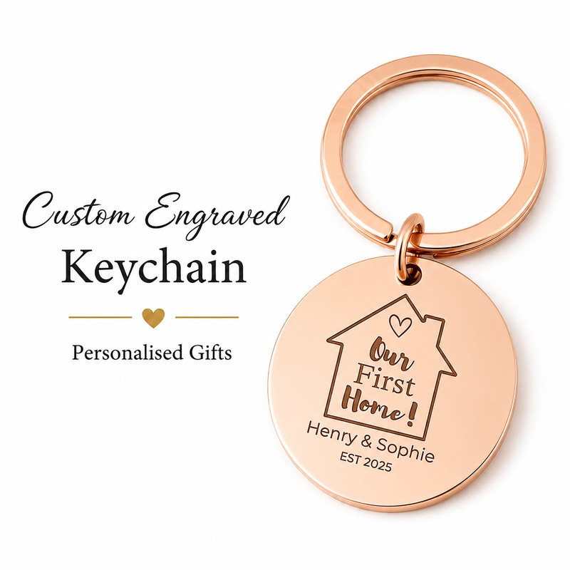 First Home Keychain, Stainless Steel Couple Gift
