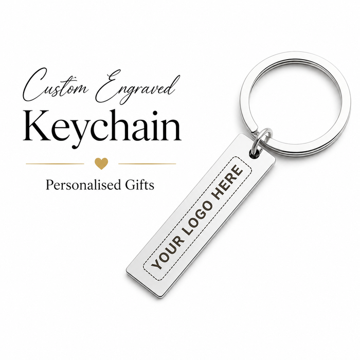 Custom Logo Keychain, Rectangle Engraved Business Gift