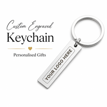 Custom Logo Keychain, Rectangle Engraved Business Gift