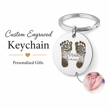 Baby Footprint Keychain, Personalised Engraved Newborn Gift