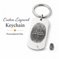 Fingerprint Memorial Keychain, Engraved Remembrance Gift