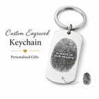 Fingerprint Memorial Keychain, Engraved Remembrance Gift