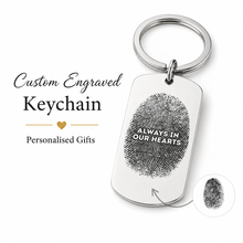 Fingerprint Memorial Keychain, Engraved Remembrance Gift