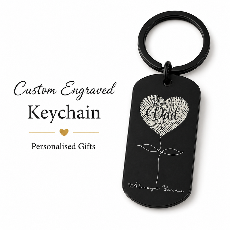 Fingerprint Memorial Keychain, Custom Heart Pendant Gift
