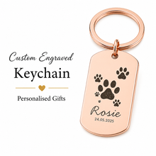 Pet Paw Print Keychain, Personalised Memorial Gift