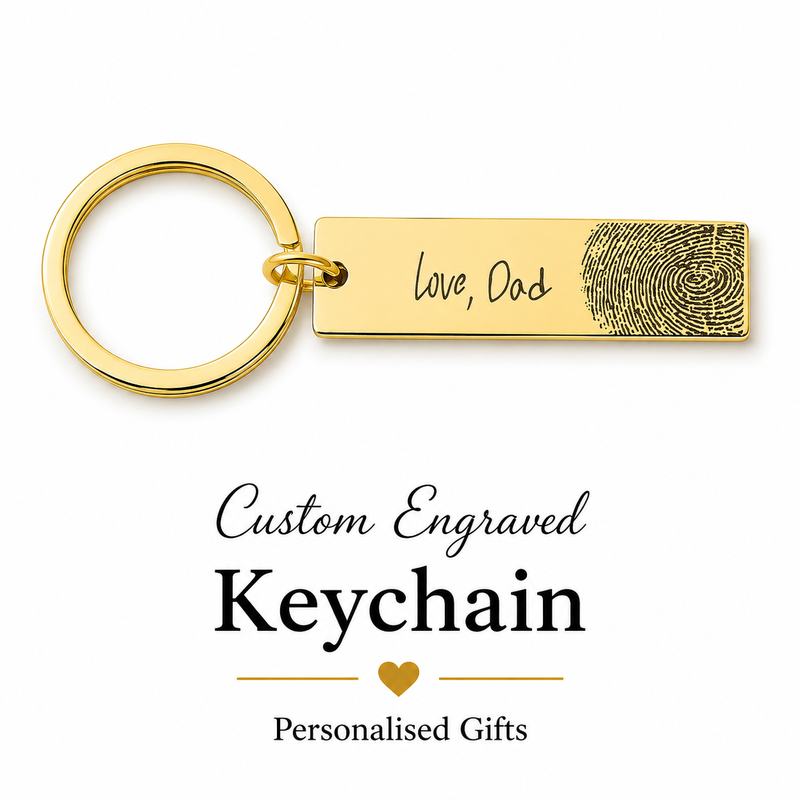 Fingerprint Handwriting Keychain, Custom Engraved Keepsake