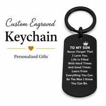 Son Keychain, Personalized Engraved Gift