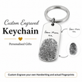 Fingerprint & Handwriting Keychain, Custom Keepsake Gift