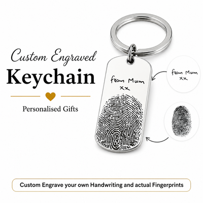 Fingerprint & Handwriting Keychain, Custom Keepsake Gift