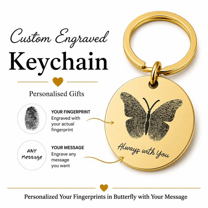 Fingerprint Butterfly Keychain, Custom Memorial Gift