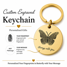 Fingerprint Butterfly Keychain, Custom Memorial Gift