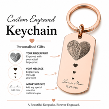 Couple Fingerprint Keychain, Custom Engraved Gift