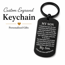 Son Engraved Keychain, Personalised Inspirational Gift
