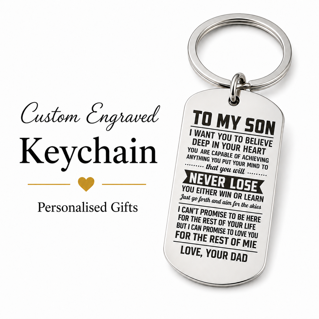 Son Engraved Keychain, Personalized Inspirational Gift