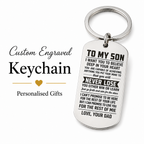 Son Engraved Keychain, Personalized Inspirational Gift