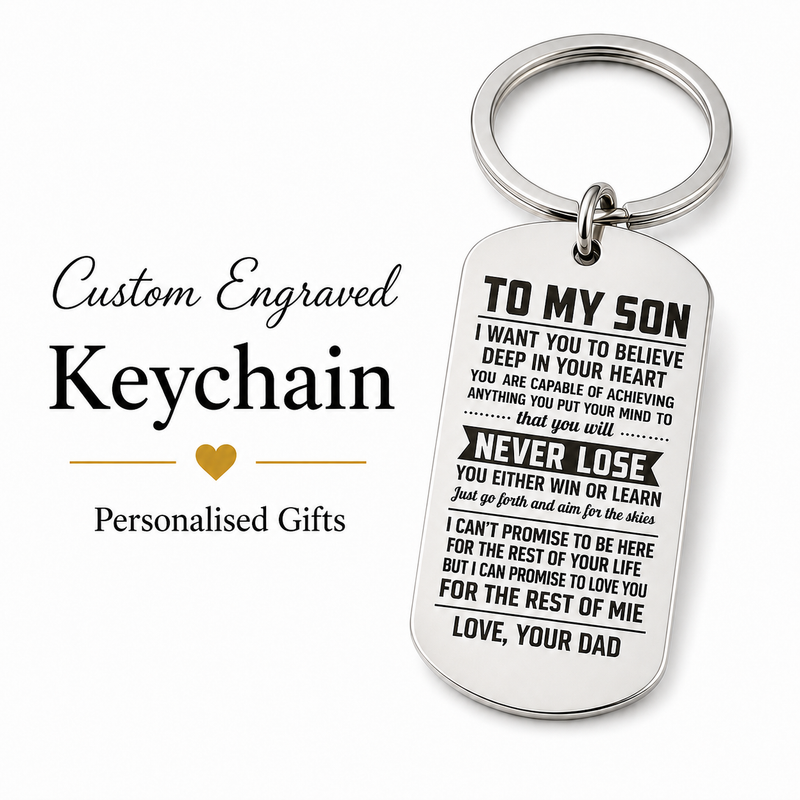Son Engraved Keychain, Personalized Inspirational Gift