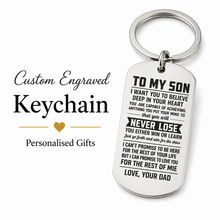 Son Engraved Keychain, Personalized Inspirational Gift
