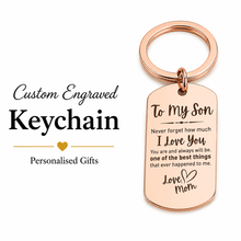 Son Engraved Keychain, Personalized Gift from Mom