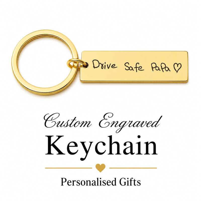 Handwriting Drive Safe Keychain, Personalized Gift for Dad