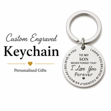 Son Engraved Keychain, Personalized Stainless Steel Gift