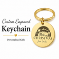 Merry Christmas Personalised Keychain, Engraved Holiday Gift