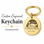 Merry Christmas Personalised Keychain, Engraved Holiday Gift