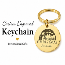 Merry Christmas Personalised Keychain, Engraved Holiday Gift