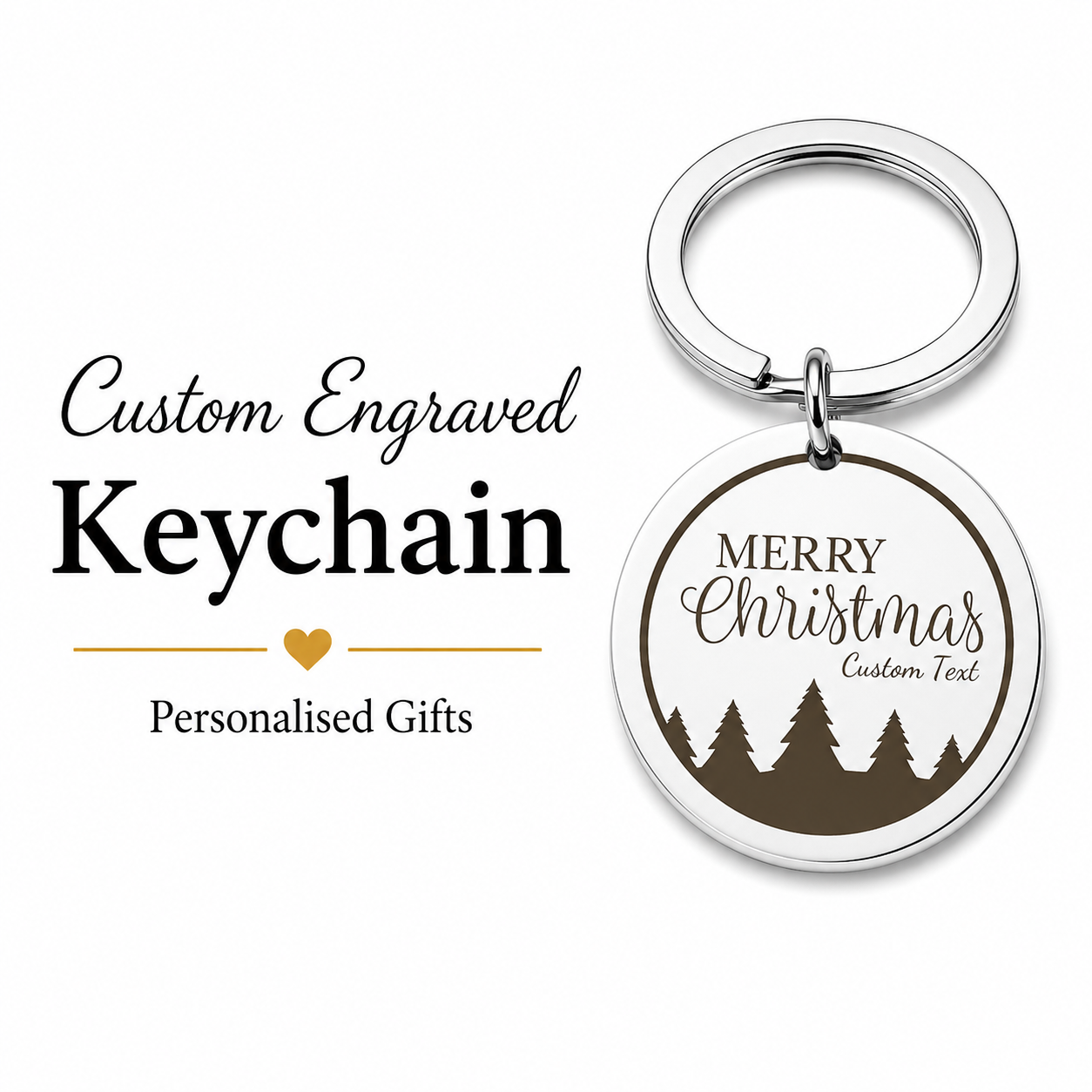 Merry Christmas Personalised Keychain, Engraved Holiday Gift