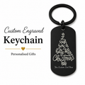 Holly Jolly Christmas Keychain, Engraved Xmas Tree Gift