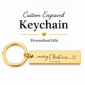 Personalised Christmas Keychain, Engraved Name Bar Gift