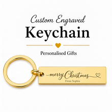 Personalised Christmas Keychain, Engraved Name Bar Gift