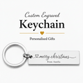 Personalised Christmas Keychain, Engraved Xmas Bar Gift