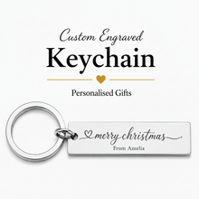 Personalised Christmas Keychain, Engraved Xmas Bar Gift