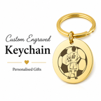 Football Boy Keychain, Custom Photo Sketch Gift